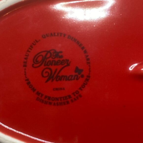 Pioneer Woman Floral Butterfly Butter Dish Red Base Retired OS - Picture 9 of 12
